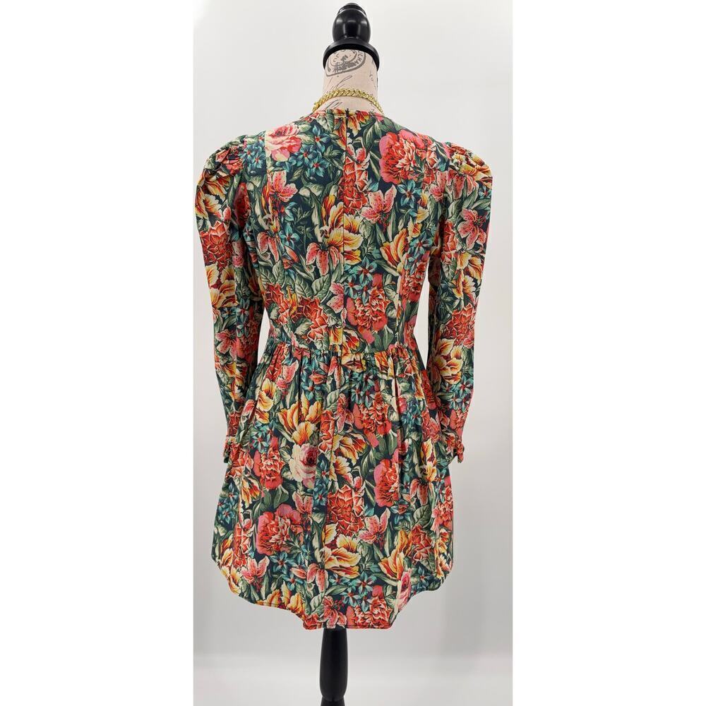 B44 BATSHEVA Laura Ashley Prairie Cotton Poplin Mini Dress 10 Floral Romantic - Picture 6 of 9